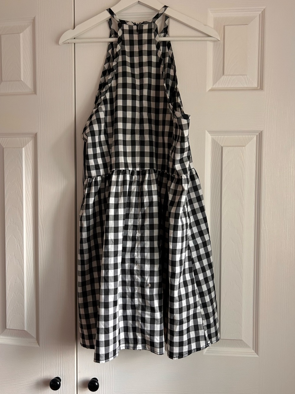 Black & White Gingham Halter Dress
